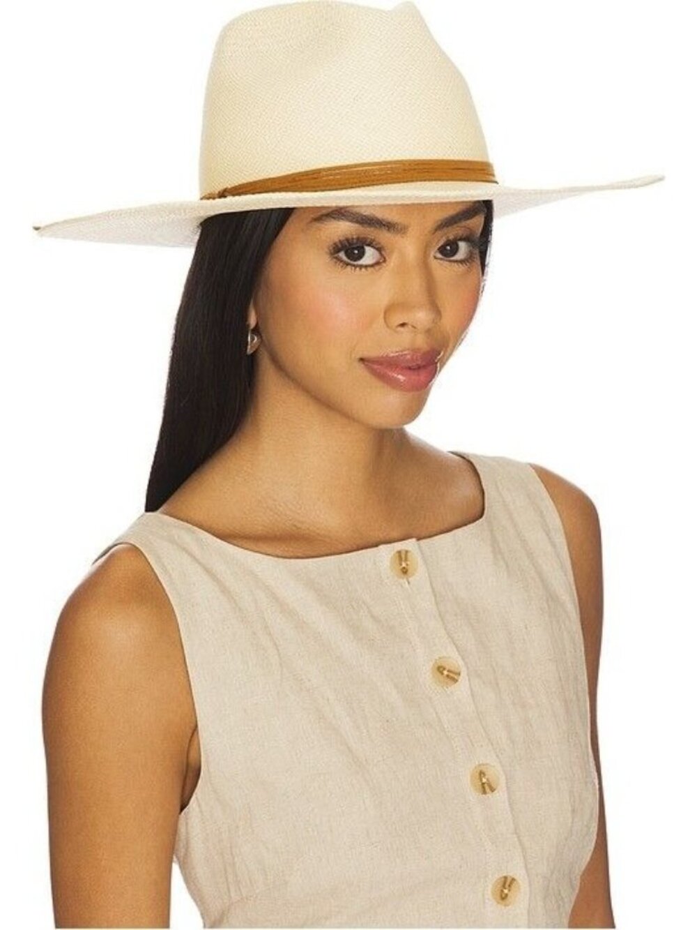 NWT Hat Attack Jill Panama Straw Hat Bleach Tan Womens Size One Size